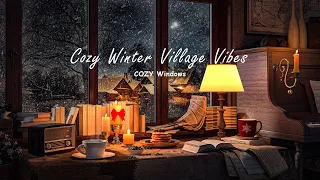 Cozy Winter Village Vibes️ 🎼 Smooth Jazz Instrumentals for a Productive Workday ❄ Snowfall on Window