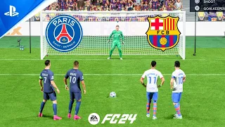 FC 24 | Ronaldo Mbappe vs Messi Neymar | PSG vs FC Barcelona | UCL Final Penalty Shootout - PS5