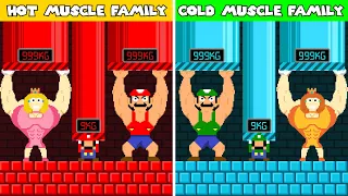 Mario Family vs Luigi Family Muscular Hot vs Cold Challenge | Game Animation