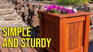 Simple redwood planter box. Easy outdoor woodworking project.