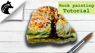 Rock Painting Tutorial For Beginners Fall Landscape