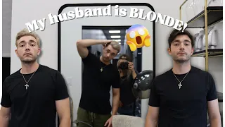 I BLEACHED MY HUSBANDS HAIR😱 Men's Platinum Card Tutorial // Wholy Hair