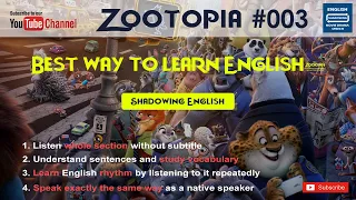 Shadowing English Zootophia#3 - Learn english with subtitles Improve english listening