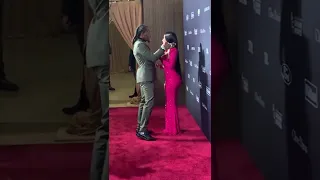 CardiB With her Husband off set on the Red carpet at the Pre- Grammy #cardib #ytshortvideo
