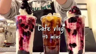 (Eng)💜🌿🤭Healing time with 40 minutes of cafe vlog🤭🌿💜/ 40mins cafe vlog / asmr