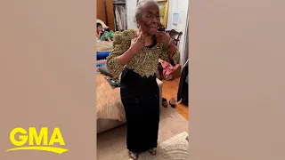 99-year-old grandmother tries on dress to officiate granddaughter's wedding