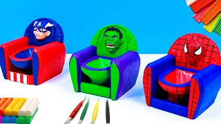 How to make toilet mod superheroes sofa Spider man, Hulk, Captain America with clay | Sky Clay