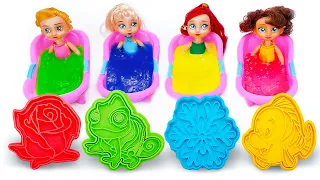 Disney Princess in Slime Bath & Play Doh Fun | Learn Colors | Preschool Toddler Learning Video
