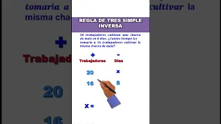 Regla de tres simple inversa #shorts - magnitudes inversamente proporcionales #shortsvideo
