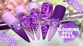 PURPLE BLOOMING ROSE NAIL ART DESIGN TUTORIAL| BLOOLMING GEL ROSE STEP BY STEP TUTORIAL| MADAM GLAM