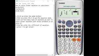 How to solve linear equation with three variable on calculator fx 991ES