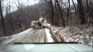 mailman lady stuck on icy road