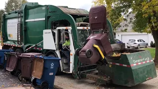 Super Fast Waste Management Mack LEU Curotto Garbage Truck: Cart Lines + More