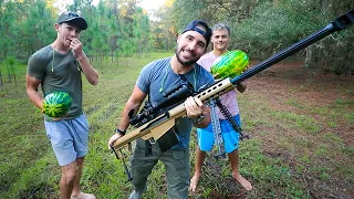 Youtubers Experience SNIPER Rifle For the First TIME!!! (watermelon madness!)