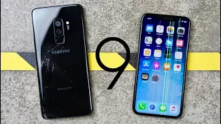 Samsung Galaxy S9 Plus vs iPhone X Drop Test!