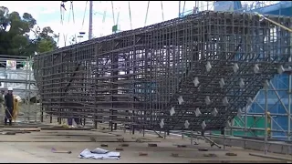 Incredible Bridge Building process. Bored Piling Method. Prefab Reinforcement Installation.