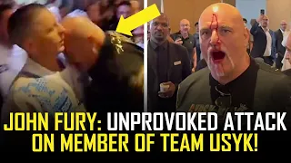 JOHN FURY LAUNCHES UNPROVOKED HEADBUTT ON TEAM USYK MEMBER WHICH BACKFIRES!!! 🤣🥊