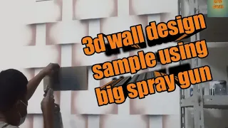 3d wall design sample using big spray gun #spraypaint #paint #3d