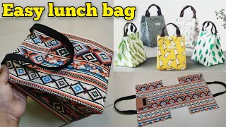 Super Easy - Lunch box bag making at home/ handbag/ bag cutting and stitching/ Tote Bag | Picnic Bag