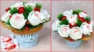 🌹БУКЕТ из КОНФЕТ 🍬Розы из гофрированной бумаги с конфеткой внутри 🍬 Paper Roses