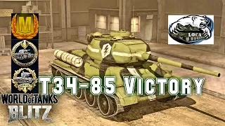T34-85 Victory Feat ViveRose_ wot blitz Aced gameplay 7Kills 2vs6
