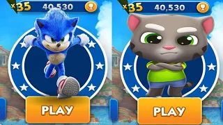 Sonic Dash vs Talking Tom Gold Run - Movie Sonic vs All Bosses Zazz Eggman