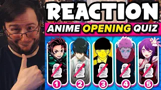 Gor's "ANIME OPENING QUIZ BUT WITHOUT VOICE (50 Popular Anime Openings)" REACTION