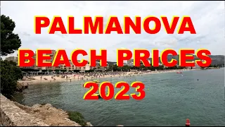 Prices of Sunbeds, parasols, etc. on Palmanova Beach - Price List 2023