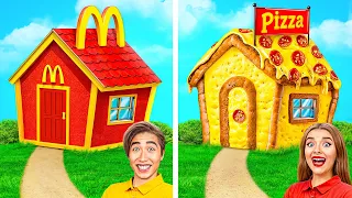 Eine Farbige Haus Challenge McDonald’s vs Eiscreme vs Krapfen | Streichkriege von Multi DO Smile