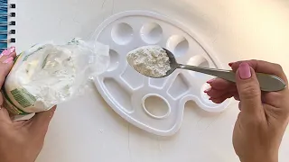 Painting with flour, paint and a spoon / Learn to paint easy flowers