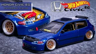 HONDA CIVIC EG HATCHBACK STANCE || Clean and Fitment Hot Wheels Custom