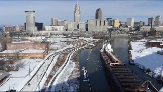 Time Lapse of Freighter Sam Laud Backing Down the Cuyahoga River