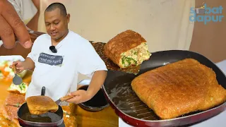 Ternyata ada rahasianya bikin martabak telur teflon segede ini, kulitnya anti robek