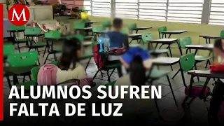 Estudiantes de primaria en Villahermosa, Tabasco, padecen sin electricidad en medio de ola de calor