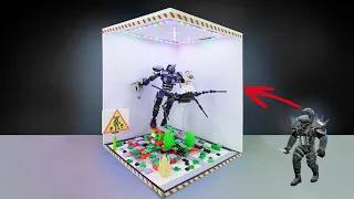 Diorama of Lego Assassin Drill Man vs Skibidi Toilet in the white Box | Crazy Block