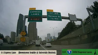 Tukwila to Downtown Seattle to University District via I-5 HOV Express Lane #DrivingSeattle #dashcam