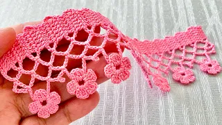 Very Easy and Beautiful Crochet Edge Pattern For Table Cloth and Napkin Tutorial