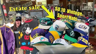 $0.10 Vintage Sports Hats at Estate Sale!  Sports specialties, Starter & more! So Many!