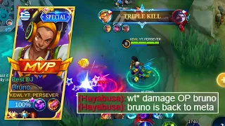 BRUNO BUFFED IS THE NEW META | BRUNO BEST BUILD AND EMBLEM SET 2022 - MLBB