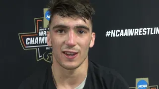 Pat Glory (Princeton) after win in Quarterfinals at 125 at 2022 NCAAs