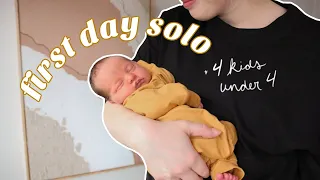 1st Day SOLO With 4 Kids Under 4 | *RAW Vlog