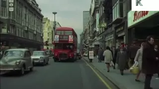 Drive along 1960s Oxford Street, Central London, Shopping