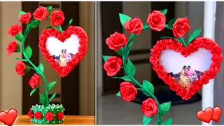 DIY Paper Heart Photo Frame Making | Valentine's Day Ideas | Creative Ideas