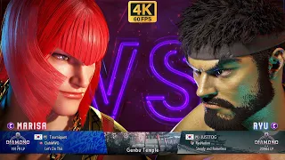 SF6 🔥 TOURNIQUET (MARISA) VS JUSTFOG (RYU) 🔥 4K ACTION 🔥 STREET FIGHTER 6