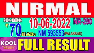 KERALA LOTTERY RESULT|FULL RESULT|nirmal bhagyakuri nr280|Kerala Lottery Result Today|today live