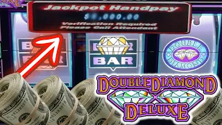 MUST SEE HANDPAY! 👀 $100 Double Diamond Deluxe Wins a MASSIVE JACKPOT!