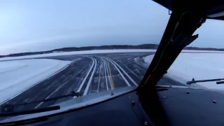 запуск, руление, взлет в "полярное утро" Мурманск, B-737