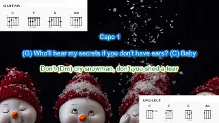 Snowman by Sia (Capo 1) Easy chords and lyrics for guitar and ukulele