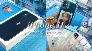 unboxing iphone 11 black 128 gb 🍥 set up , cases , aesthetic 🎧