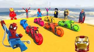 GTA V MOTORCYCLE RİDE WİTH LEGO SUPERHEROES SPİDERMAN, FUN AND COLORFUL DRİVE